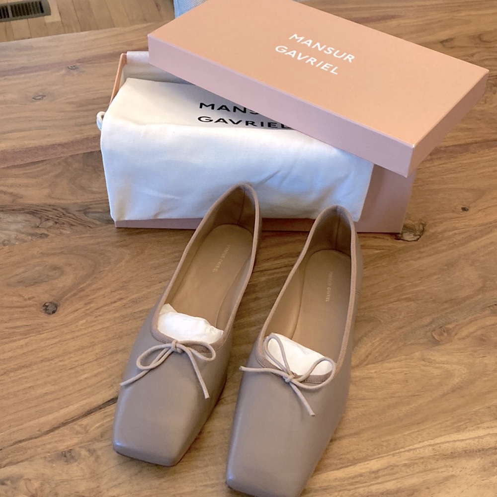 Mansur Gavriel square toe ballerina flats - biscotti
